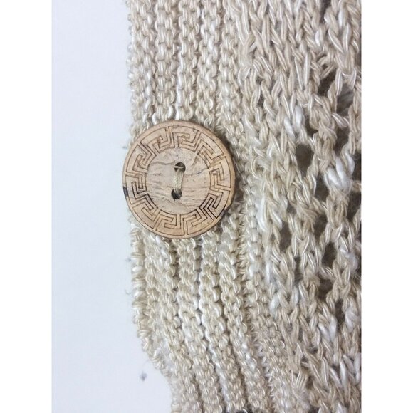 CJ Banks Open Knit Poncho Shawl Size 1X Tan Beige Spring Party Gift Festival - Picture 2 of 8
